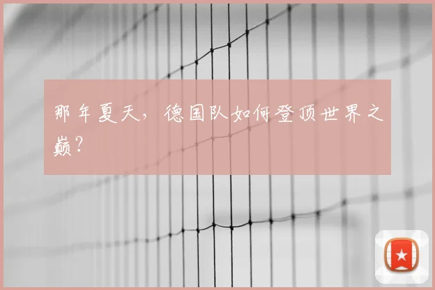 那年夏天，德国队如何登顶世界之巅？